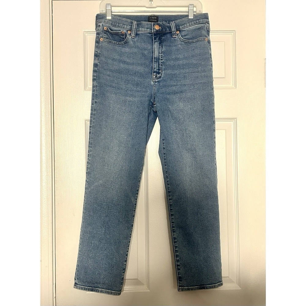 J.Crew Stovepipe Denim Jeans 29 High Rise Straight Leg Vintage Wash Classic Blue
